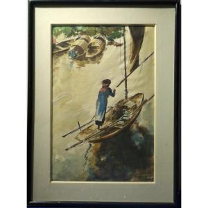 "viet On Boat " Indochine 1950