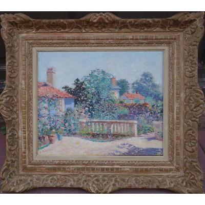 "roses On The Terrace" By Ferdinand Scossa Around 1920