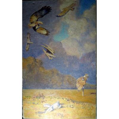 "Chasse au Grand Duc" par Alfred ANDRIEUX ...1923
