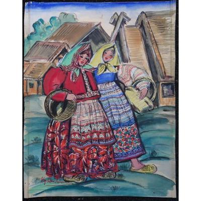 "Deux Amies Russes" Olga KLEIN ASTRACHAN vers 1940/45