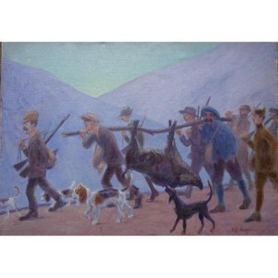 "Retour de Battue en Provence" par Alfred ANDRIEUX ...1922