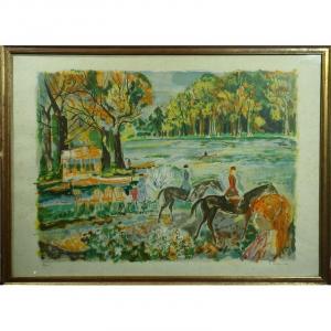 "Cavaliéres au Parc" par GRAU SALA ...Lithographie vers 1960