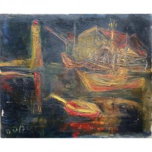 "le Port De Nuit" By Roland Dubuc Around 1960