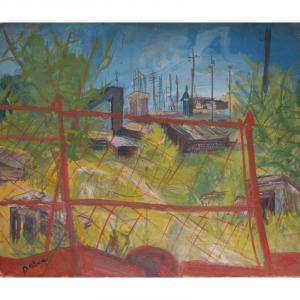 "LA ZONE" Gouache par Roland DUBUC ..1959