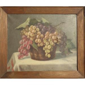 "basket Of Grapes" Canvas Unsigned Around 1900/1920