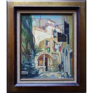 "street In Saint Paul De Vence" By Elie Bernadac Around 1980