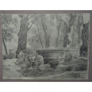"fountain At The Villa Borghese" By François De Marliave ..1914