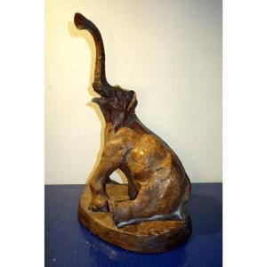 "seated Elephant" By J.soulie-maubiello.. Original Circa 1930