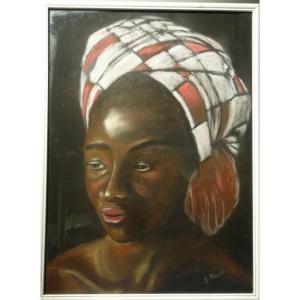 "african Portrait" Circa 1960....undeciphered Signature