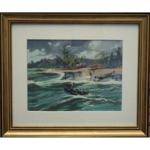 "the Arrival Of Sinners" By Guy Huze ...togo Around 1950