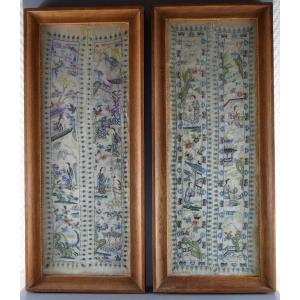 Two Panels Of Antique Chinese Silk