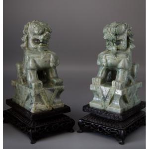 Hand-carved Chinese Guardian Lions