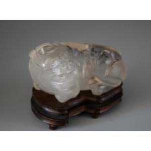Rock Crystal Sculpture Of A Reclining Qilin, China, Late 19th Century
