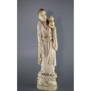 Japanese Okimono Made Of Walrus Ivory