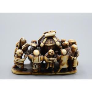 Ivory Netsuke Japanese Festival Scene