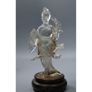 Chinese Figurine In Natural Crystal, 19th Century