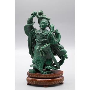 The Heroine Mu Guiying – Lapidary Sculpture In Malachite And Silver Thread