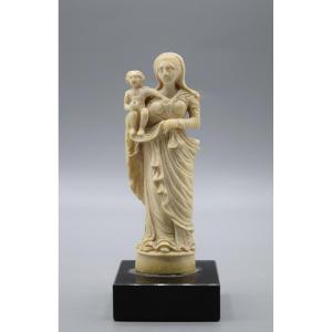 Virgin And Child In Carved Ivory