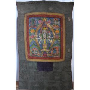 19th-century Tibetan Thangka Of Avalokiteshvara With Eleven Heads