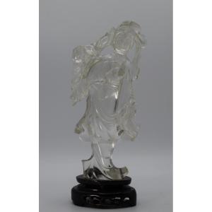 Statuette Of Immortal Beauty In Rock Crystal, China, Qing Dynasty / Republic