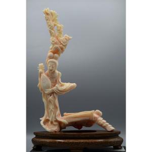 Chinese Natural Coral Statuette - Mid-20th Century