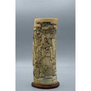 Large Ivory Narrative Scene Meiji Japan Late 19th Century