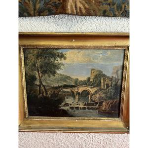 Pair Of Animated Landscape Paintings, Italian School, Early 19th Century 
