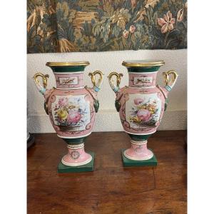 Pair Of Polychrome Sèvres Porcelain Vases 