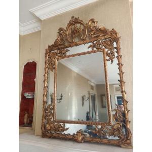 Louis XV Style Giltwood Mirror With Side Panels