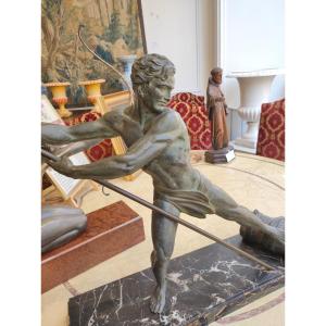 Important Art Deco Spelter Sculpture By G. Hervor  