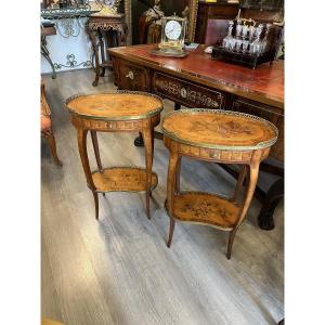 Pair Of Louis XV Style Marquetry Tables By Gouffé Paris