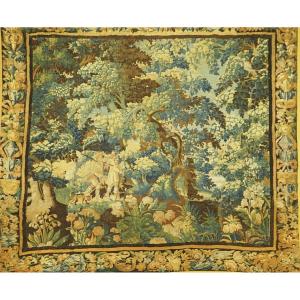 Wool And Silk Hunting Tapestry. Manufacture De Felletin 17th Century