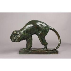 Monkey, Bronze Sculpture After Thierry Van Rijswijck
