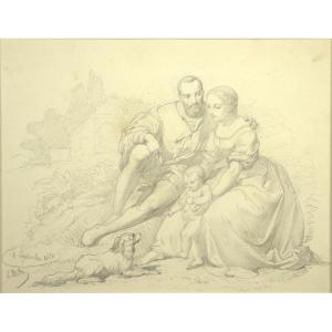Family Scene By Cesare Dell'acqua