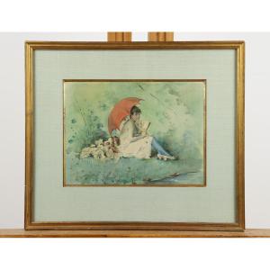 Young Lady By The Water By Ferdinand Heilbuth