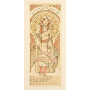 Menu Of The Bosnian Pavilion For The 1900 Universal Exhibition By Alphonse Mucha