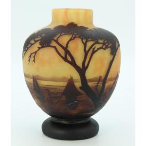Daum Vase With Seaside Scene