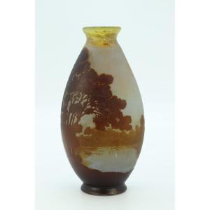 Gallé Vase Decorated With A Lake Landscape
