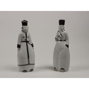 Pair Of Porcelain Bottles With The Effigy Of Cossacks, Langenthal