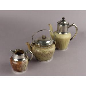 Sandstone Service By Alexandre Bigot, Silver Mount By Victor Boivin