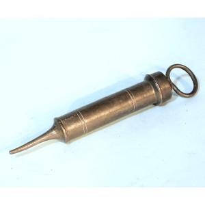 Medicine - Very Small "otho-rhino" Syringe In Pewter - 19th Century