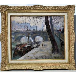 Painting By Henri Pontoy - The Quai Conti