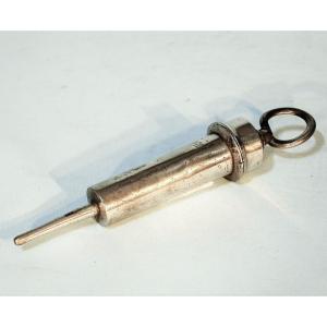 Medicine - Very Small Pewter Syringe For "otorhino" Use - France, 19th Century