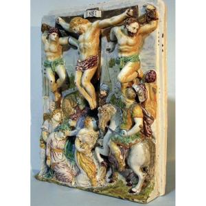 Earthenware Crucifixion - Choisy-le-roi (?), Circa 1800