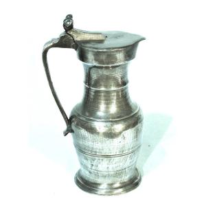 Pewter Wine Pitcher From Apt (vaucluse, Lubéron) - 18th Century