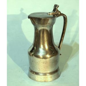 Rare Pewter Wine Pitcher - Etampes, 18th Century
