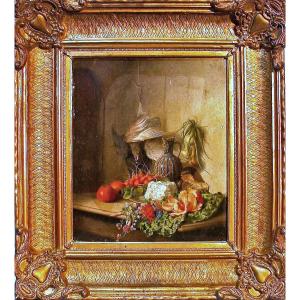 Oil On Water Panel - Still Life By Victor Janssens