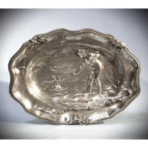 "art Nouveau" Pewter Wall Plaque By Leon Pilet