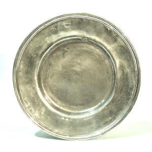 "cardinal" Pewter Dish - Digne-les-bains, 18th Century