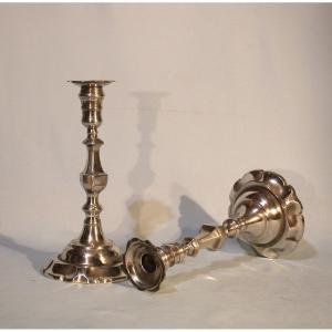 Pair Of Pewter Candlesticks - Netherlands, 18th Century